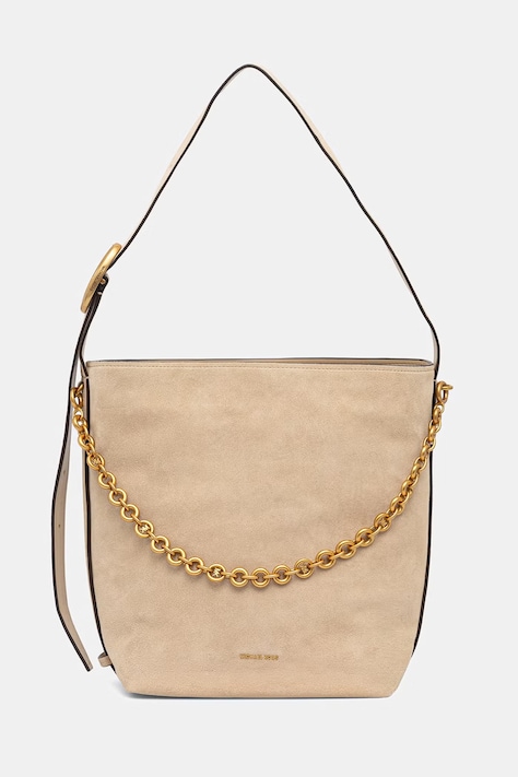 MICHAEL Michael Kors torebka hobo damska zamszowa Nolita beżowa 30T6AUEM8S