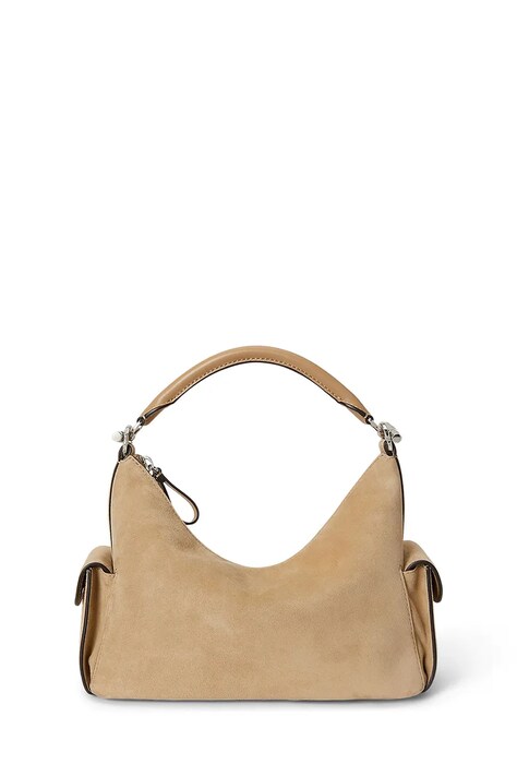 Lauren Ralph Lauren torebka hobo damska zamszowa beżowa 431P11778