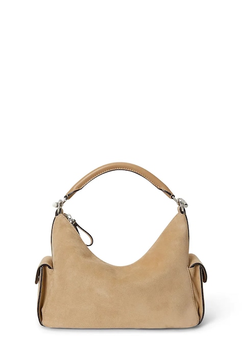 Lauren Ralph Lauren torebka hobo damska zamszowa beżowa 431P11778