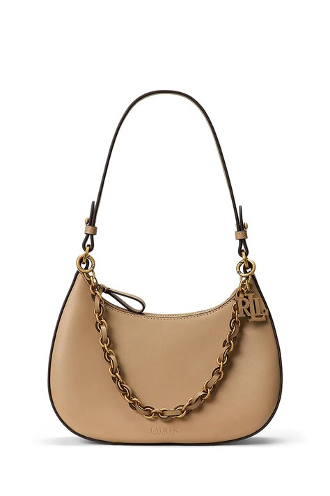 Lauren Ralph Lauren torebka hobo damska skórzana beżowa 431P11747