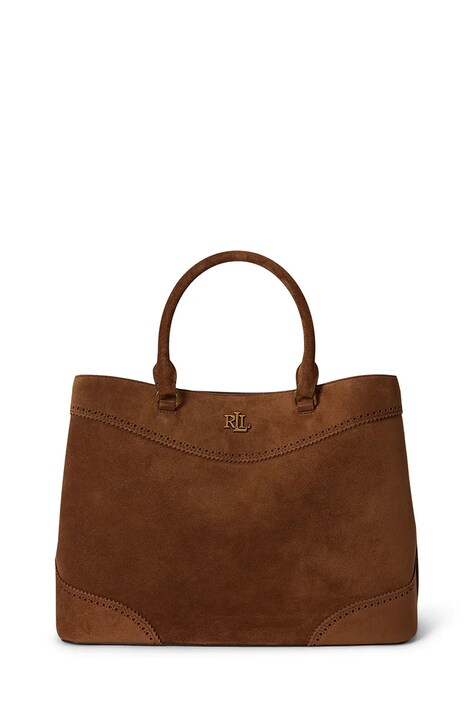 Lauren Ralph Lauren torebka shopper damska zamszowa brązowa 431P15645