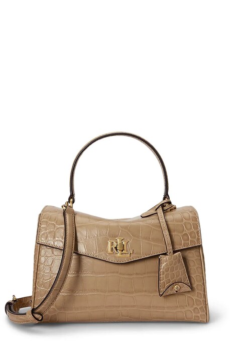Lauren Ralph Lauren torebka crossbody damska skórzana beżowa 431P15617