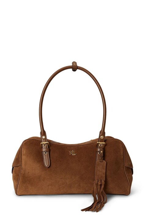 Lauren Ralph Lauren torebka shopper damska zamszowa brązowa 431P11777