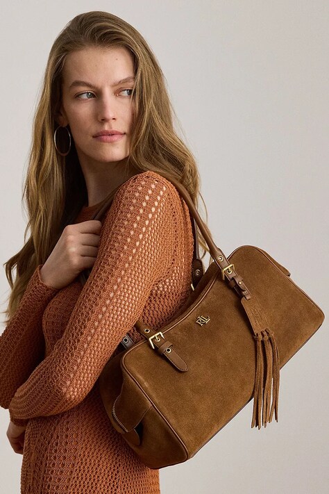 Lauren Ralph Lauren сумка-шопер жіноча замшева — AW26-TODZLB, коричневий — фото 6