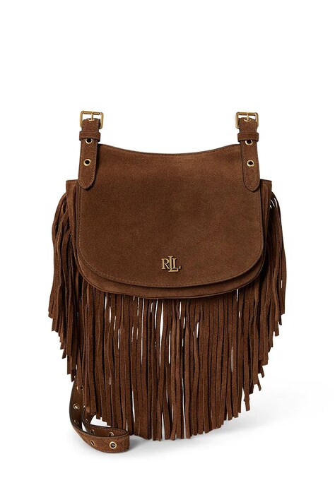 Lauren Ralph Lauren torebka crossbody damska zamszowa brązowa 431P11793