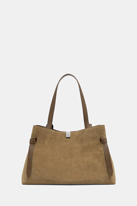 Yuzefi torebka tote damska zamszowa GYOZA zielona YUZPF26-HB-GZT-S031