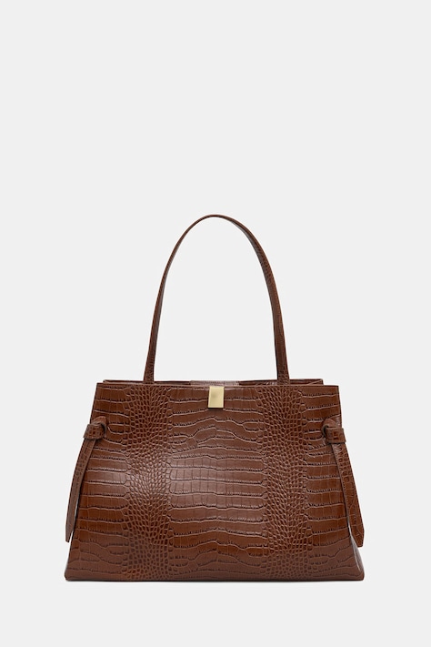 Yuzefi torebka shopper damska skórzana GYOZA brązowa YUZPF26-HB-GZT-L075