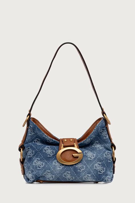 Guess чанта тип хобо дамска от памучна материя CAMDEN синя HWDB93 08720