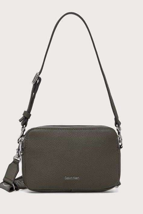 Calvin Klein Torebka crossbody damska z imitacji skóry zielona LV04F3656G