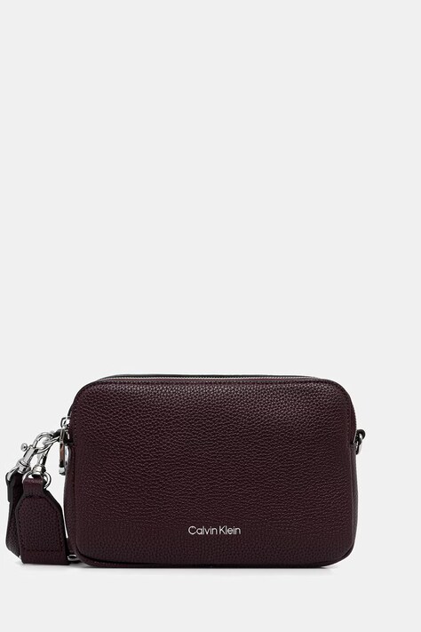 Calvin Klein torebka crossbody damska z imitacji skóry bordowa LV04F3656G