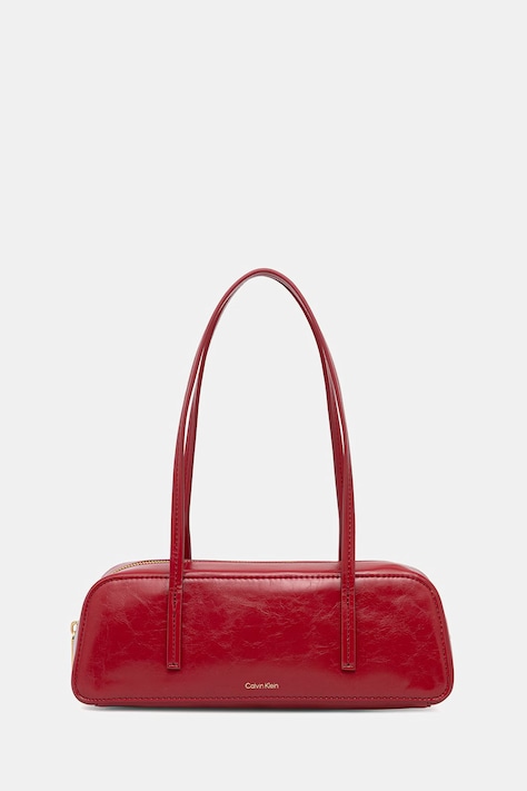 Calvin Klein torebka bagietka damska z imitacji skóry bordowa LV04F3638G