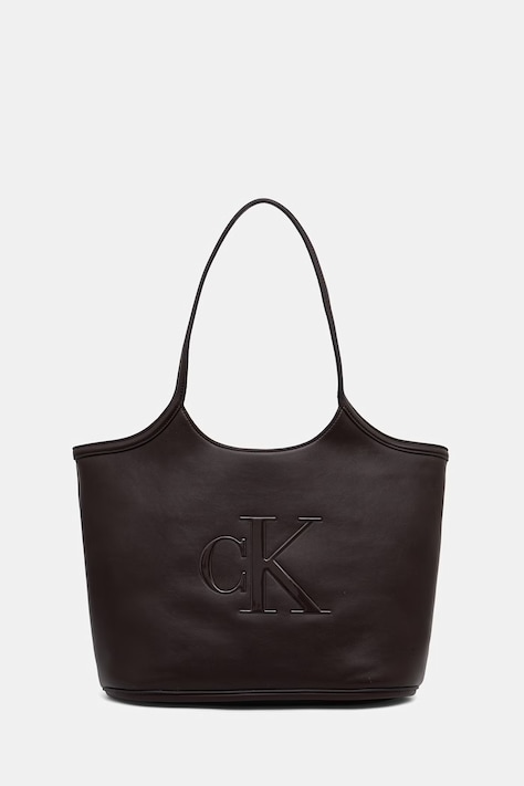 Calvin Klein torebka shopper damska z imitacji skóry brązowa LV04F3562G