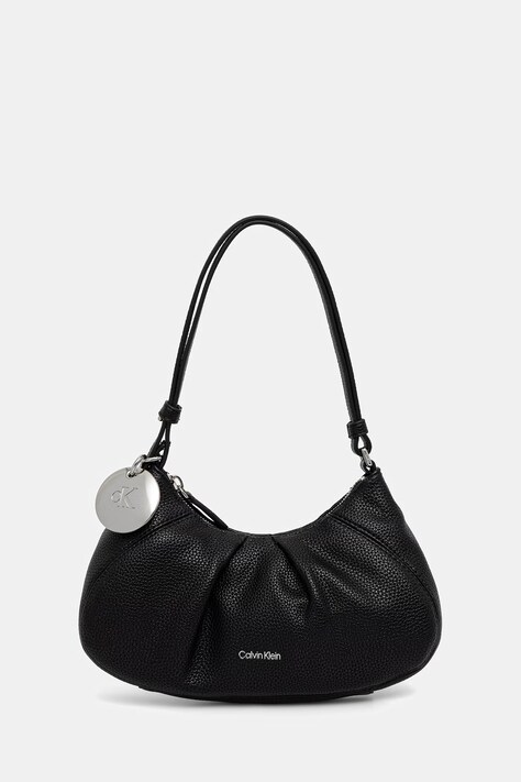 Calvin Klein torebka hobo damska z imitacji skóry czarna LV04F3554G