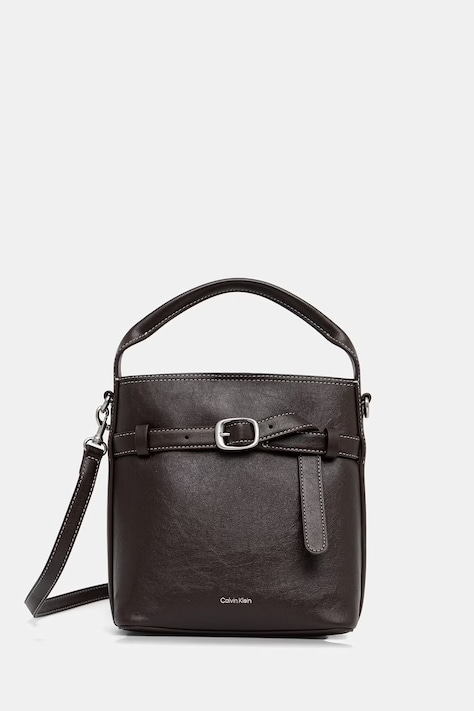 Calvin Klein чанта crossbody дамска от имитация на кожа кафява LV04F3550G