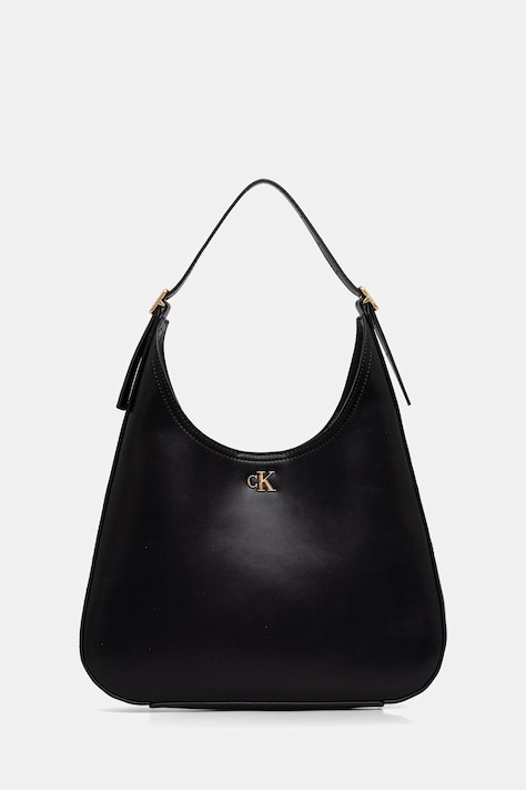 Calvin Klein torebka hobo damska z imitacji skóry czarna LV04F3522G