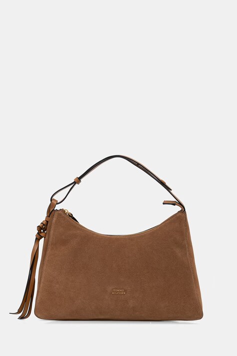 Tommy Hilfiger torebka shopper damska zamszowa brązowa AW0AW18824
