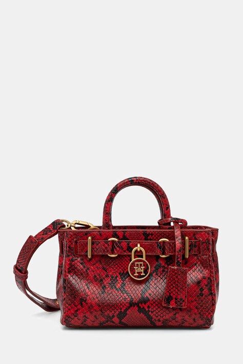 Tommy Hilfiger torebka shopper damska skórzana czerwona AW0AW18820