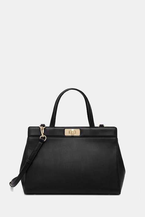 Tommy Hilfiger torebka shopper damska z imitacji skóry czarna AW0AW18729