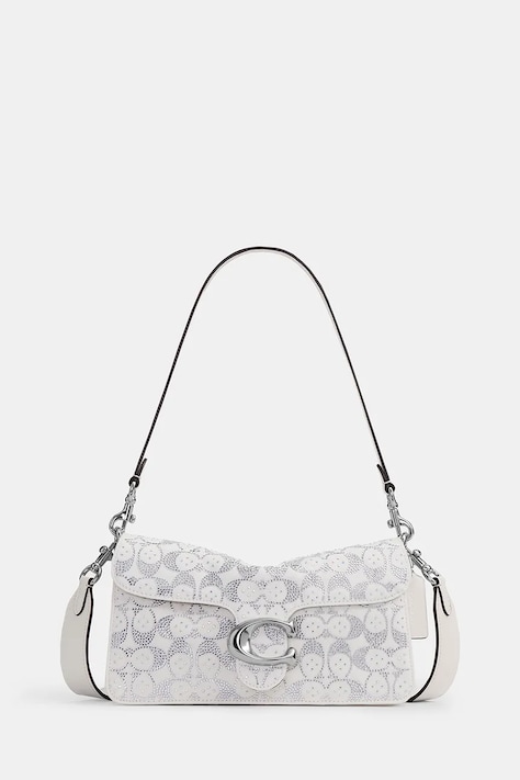 Coach torebka crossbody damska jeansowa Soft Crystal Denim Tabby Shoulder Bag 26 biała CEY98