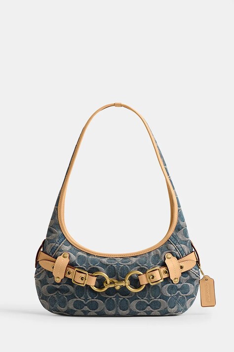 Coach torebka hobo damska jeansowa Belted Ergo Shoulder Bag 26 niebieska CEN94