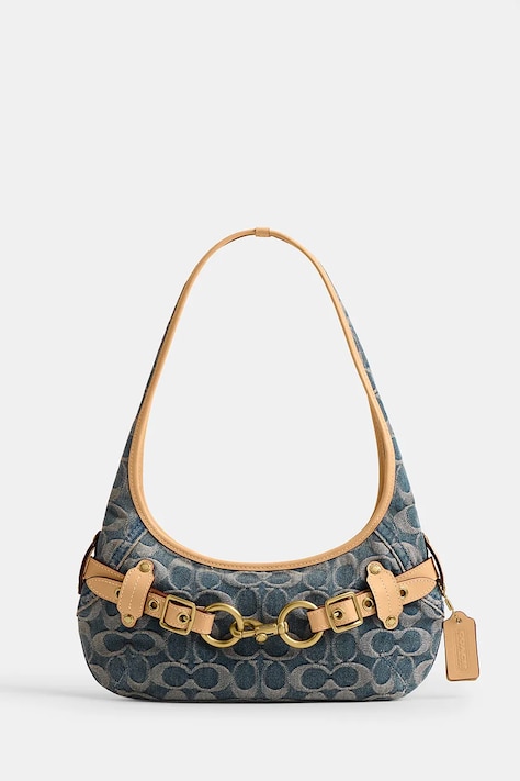 Coach torebka hobo damska jeansowa Belted Ergo Shoulder Bag 26 niebieska CEN94