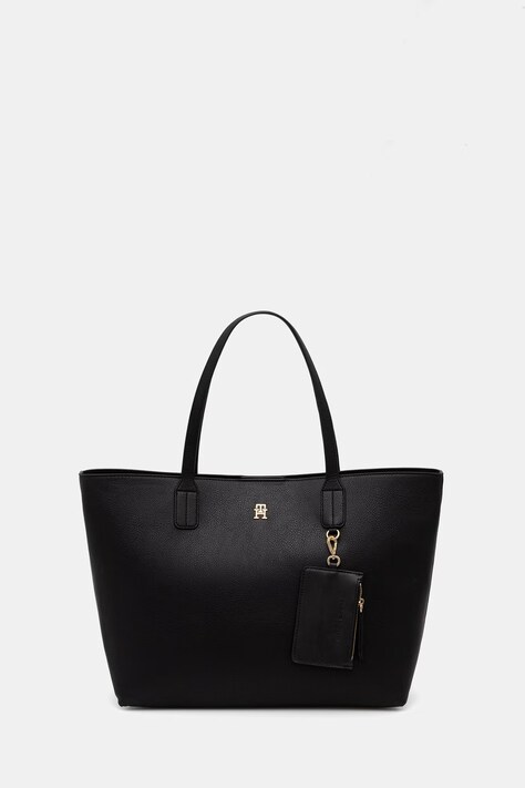 Tommy Hilfiger torebka shopper damska z imitacji skóry czarna AW0AW18724