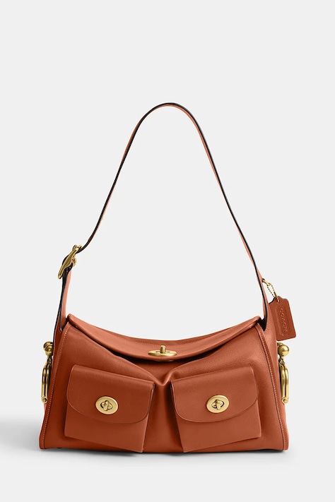 Coach torebka hobo damska skórzana Turnlock Haversack Bag brązowa CDZ12