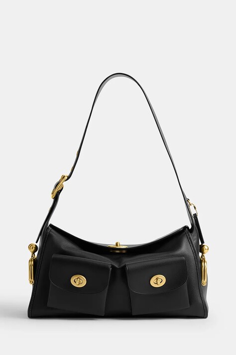 Coach torebka hobo damska skórzana Turnlock Haversack Bag czarna CDZ12