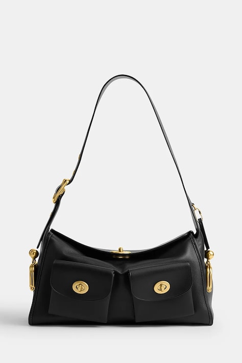 Coach torebka hobo damska skórzana Turnlock Haversack Bag czarna CDZ12