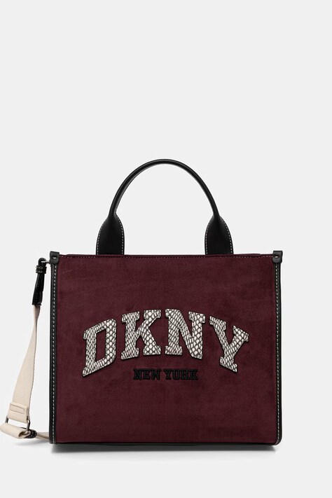 DKNY torebka crossbody damska z imitacji zamszu bordowa R62AMR57