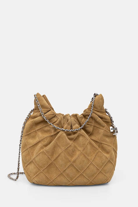 Tory Burch torebka crossbody damska zamszowa Fleming beżowa 166066