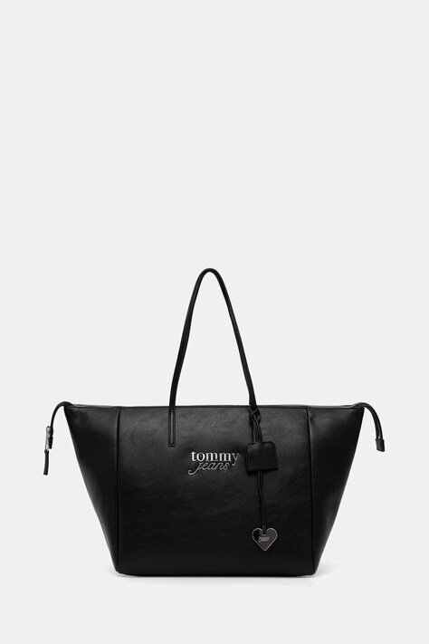 Tommy Jeans torebka shopper damska z imitacji skóry czarna AW0AW18786
