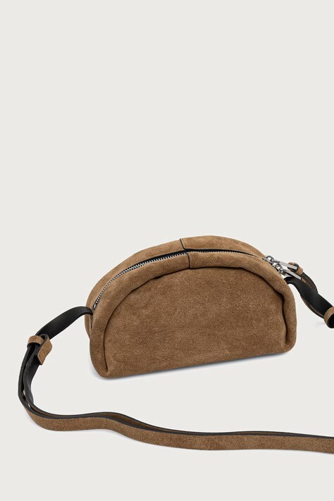 AllSaints Torebka crossbody damska zamszowa ROSALIE żółta W711XD