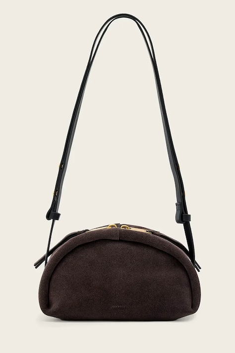 AllSaints torebka crossbody damska zamszowa ROSALIE brązowa W711XD