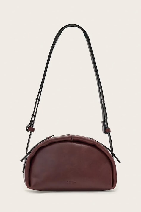 AllSaints Torebka crossbody damska skórzana ROSALIE bordowa W710XD