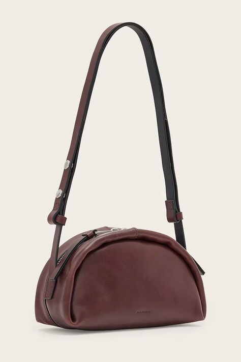 AllSaints Torebka crossbody damska skórzana ROSALIE bordowa W710XD