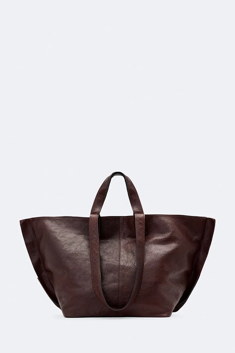 AllSaints Torebka shopper damska skórzana LUTECE bordowa W210XF