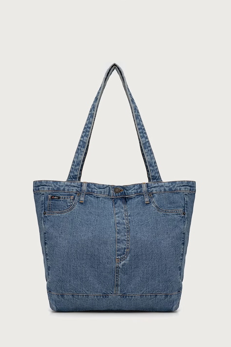 Guess Jeans Тканинна сумка чоловіча джинсова блакитна M6BZ08 D1886
