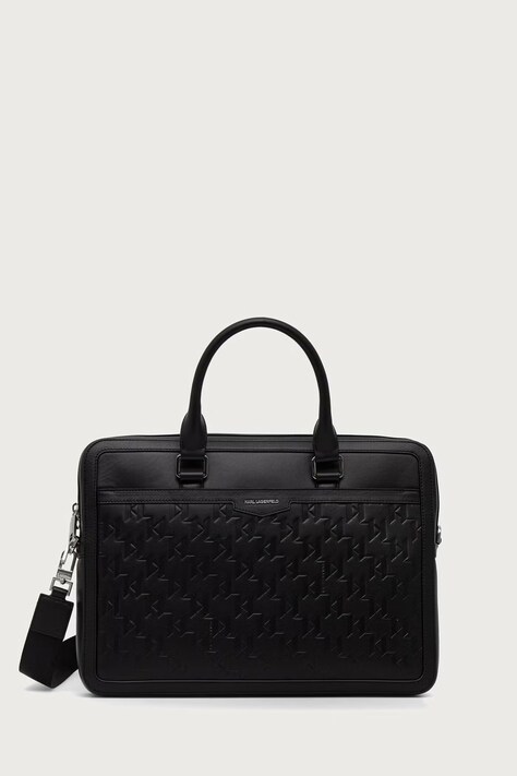 Karl Lagerfeld Taška na notebook pánska kožená K/LOOM čierna B4M30211