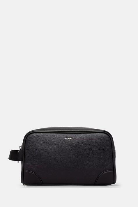 HUGO trusă cosmetică de călătorie pentru bărbați cu imitație de piele GO-BAG WASHBAG neagră 50572706
