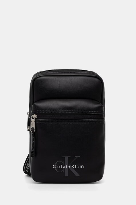Calvin Klein saszetka męska z imitacji skóry czarna LV04D3449G