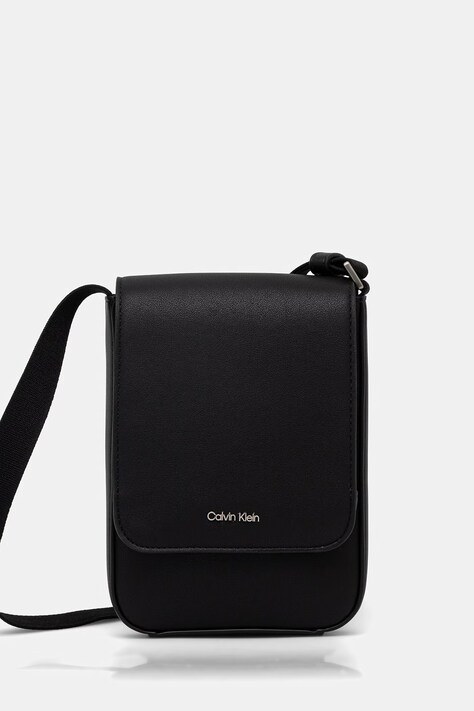 Calvin Klein saszetka męska z imitacji skóry czarna LV04D1226G