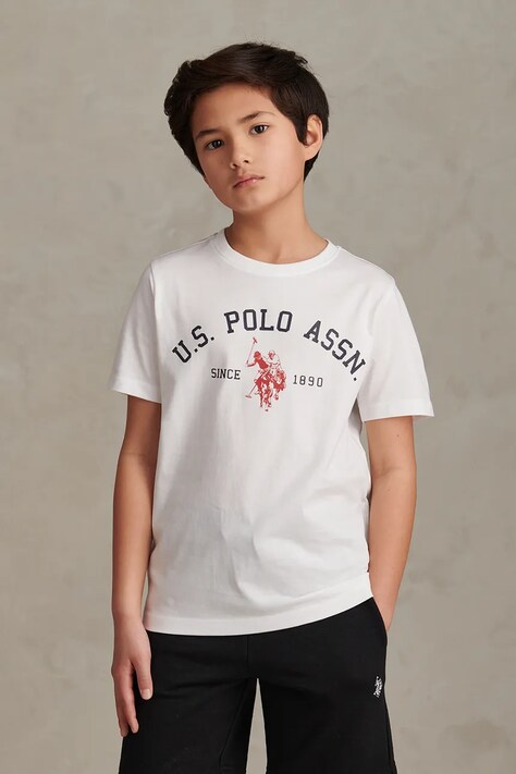 U.S. Polo Assn. T-shirt dziecięcy bawełniany biały USP3268