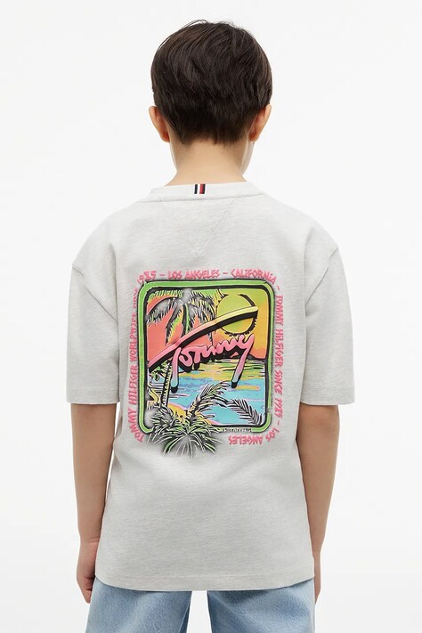 Tommy Hilfiger T-shirt oversize dziecięcy bawełniany szary KB0KB10895
