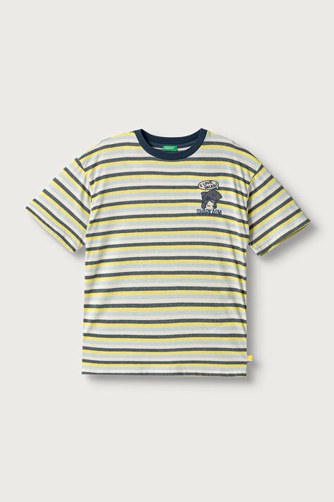 United Colors of Benetton T-shirt dziecięcy z bawełną niebieski 3YQUC10SZ
