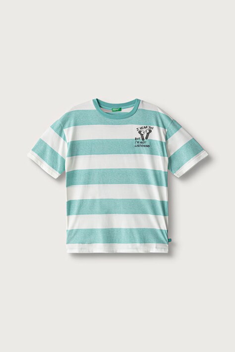 United Colors of Benetton T-shirt dziecięcy z bawełną turkusowy 3YQUC10SZ