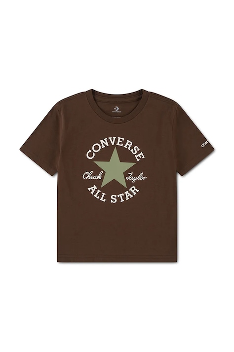 Converse T-shirt dziecięcy bawełniany brązowy 9CD483
