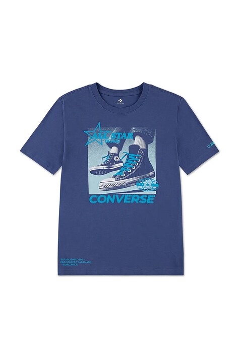 Converse T-shirt dziecięcy z bawełną niebieski 8CH931
