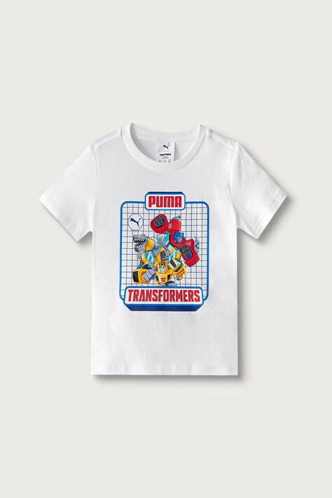 Puma T-shirt dziecięcy bawełniany PUMA X TRANSFORMERS Graphic Tee biały 637627