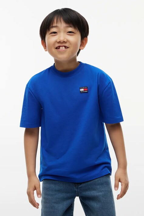 Tommy Hilfiger T-shirt dziecięcy bawełniany niebieski KS0KS00770